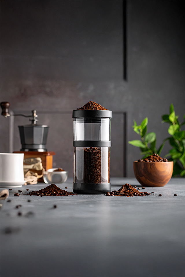 Freshly ground Arabica coffee beans