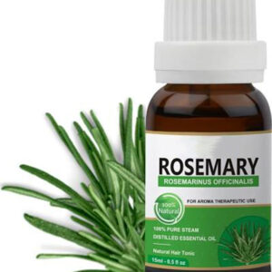 Rosemary essential oil bottle