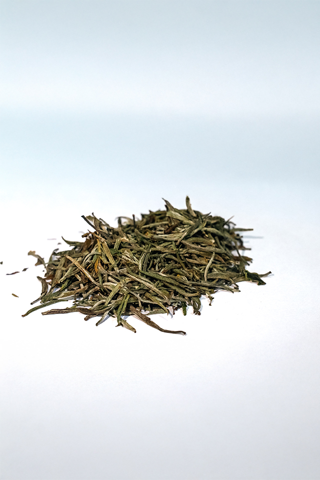 Loose white tea leaves